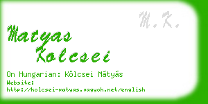 matyas kolcsei business card