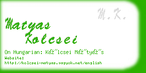matyas kolcsei business card